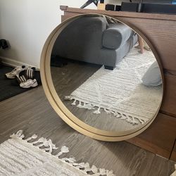 Round Vintage Gold Mirror – Modern Decorative Piece (Large)