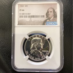 1960 Ben Franklin Half Dollar 90% Silver NGC PF66