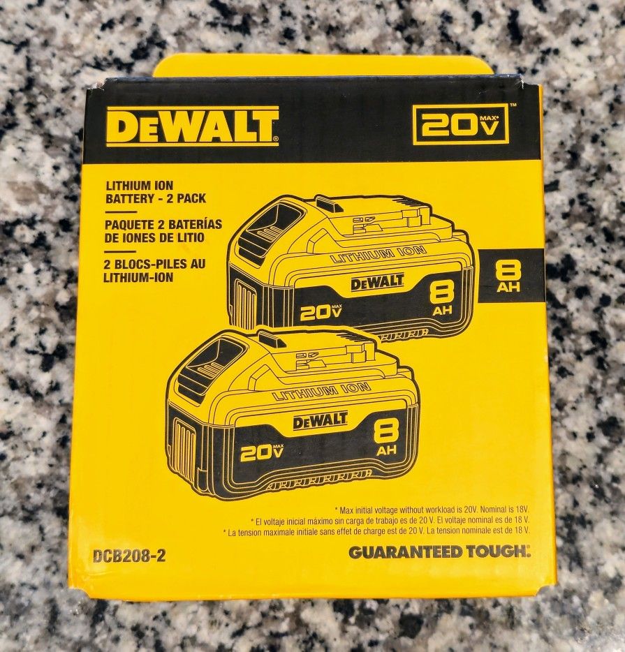 DeWALT DCB208-2 20V MAX 8AH Dual Pack Battery **NEW and SEALED**