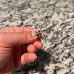 14K Yellow Gold Diamond Morganite Ladies Sz 11 Ring