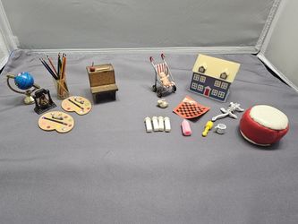 Vintage Dollhouse Miniature Playroom/School Set