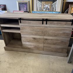 Beautiful solid wood credenza with farm house doors - 59” x 17” x 34”  - Retail: $1095