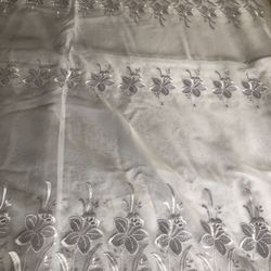 New sheer White fabric for curtains with embroidery flowers