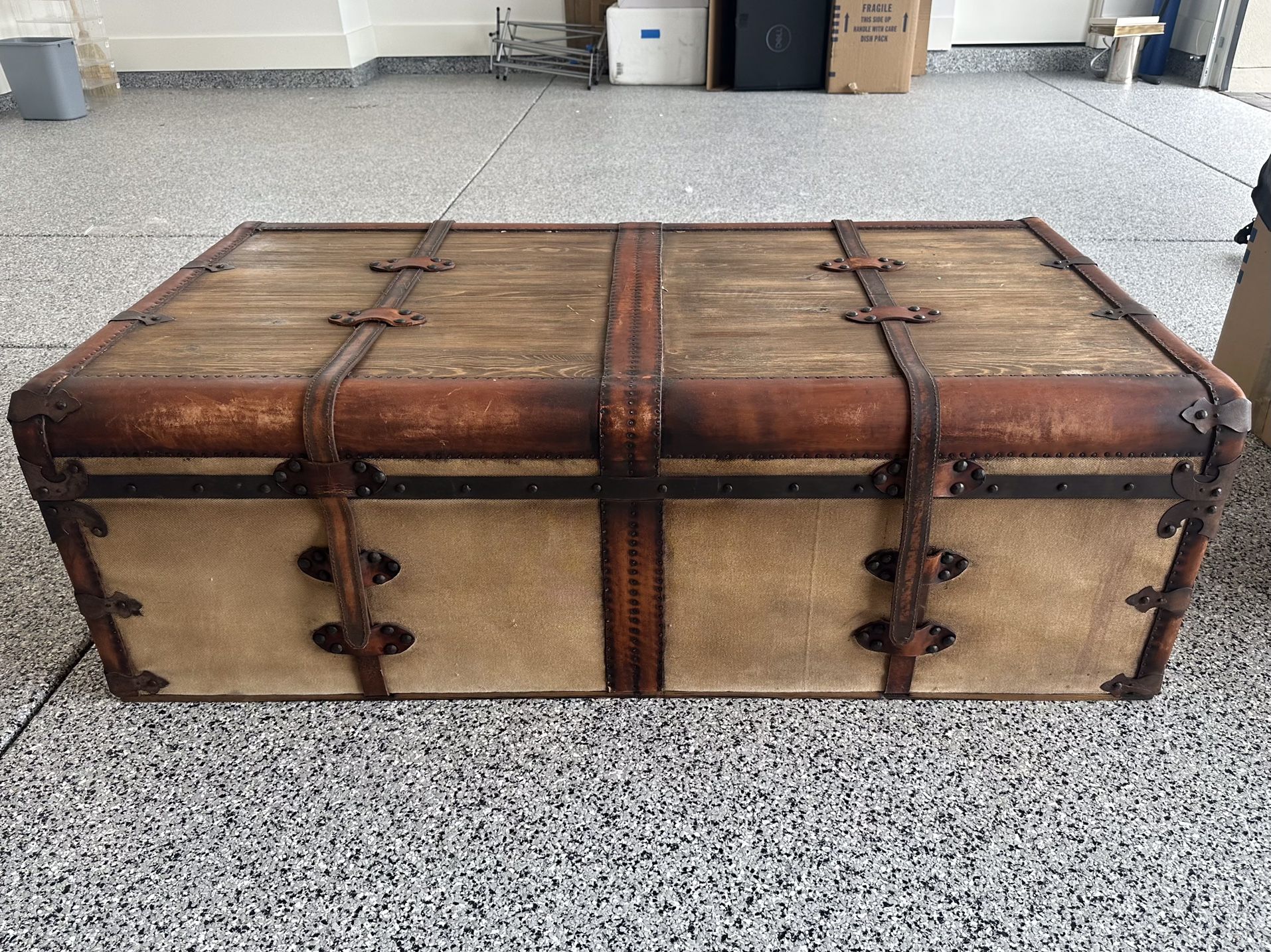 Restoration Hardware 19th C. French Steamer Trunk Coffee Table With Storage