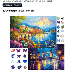 Brand new 2 packs Puzzles for Adults 1000 Pieces, Unique Jigsaw Puzzle for Adults, Garden Town and Darkness Theme, Idea Family Games, Challenging Puzz