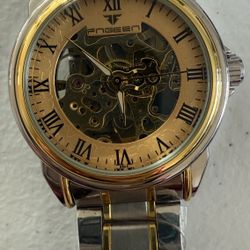 BRAND NEW FNGEEN Automatic Skeleton Men’s Watch – Gold/Silver Stainless Steel