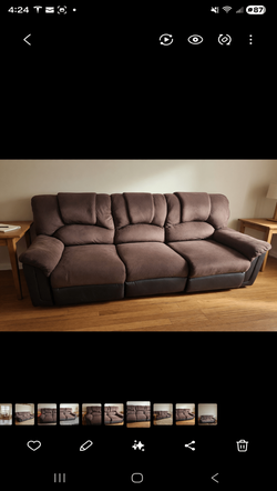 Brown 3-Seat Recliner Sofa - Good Condition 78 Inch - Long Beach, CA