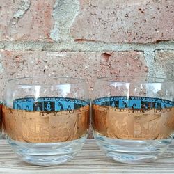 Vintage Colony Carousel Roly Poly Glasses 