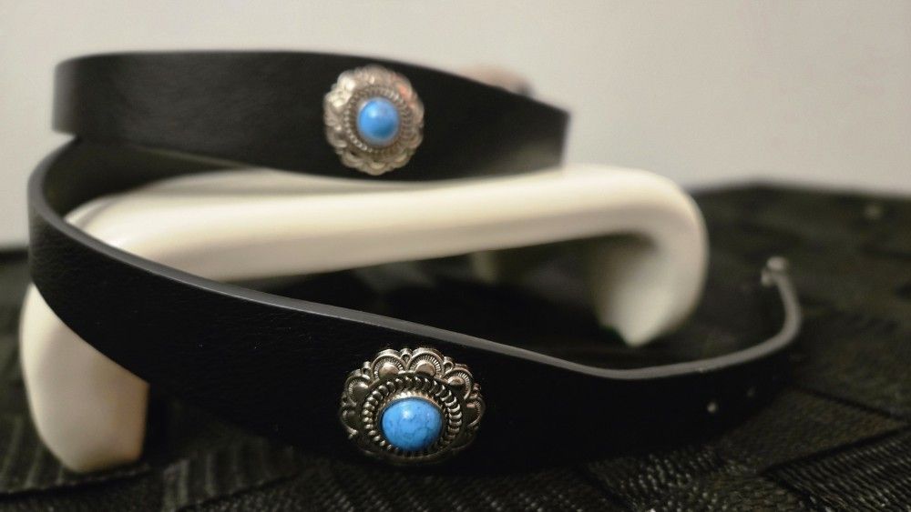 Black Turquoise Silver Accents Belt