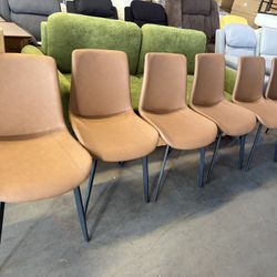 Dining Chairs Set of 6, Mid Century Modern Faux Leather Kitchen & Dining Room Chairs, Comfortable Dinner Chair Kitchen Chair for Restaurant Living Roo