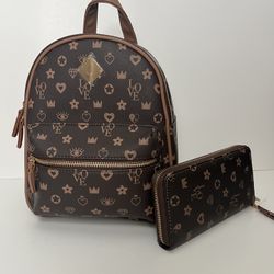 Brown Status Icons Claire’s Small Backpack And Wallet
