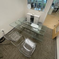 Glass Dining Table (Extendable) & Chairs