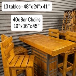 Bar table & 4x chairs - construction grade lumbar