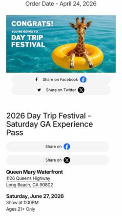 DAYTRIP Saturday tickets (2x)