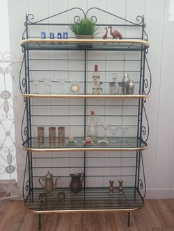 Brass & Glass Vintage French Baker's Rack, Delivery