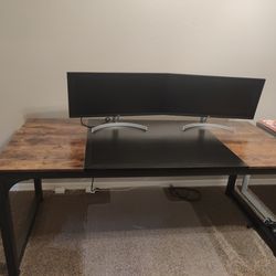 Gently used office desk rustic brown/black
