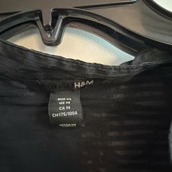 H&M black striped button up shirt