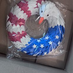 4th of July eagle wreath Outdoor Indoor Decor new in box