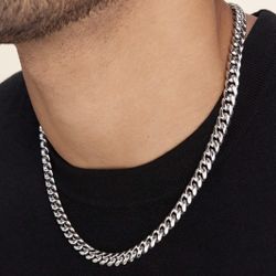 8mm White Gold Cuban Chain 
