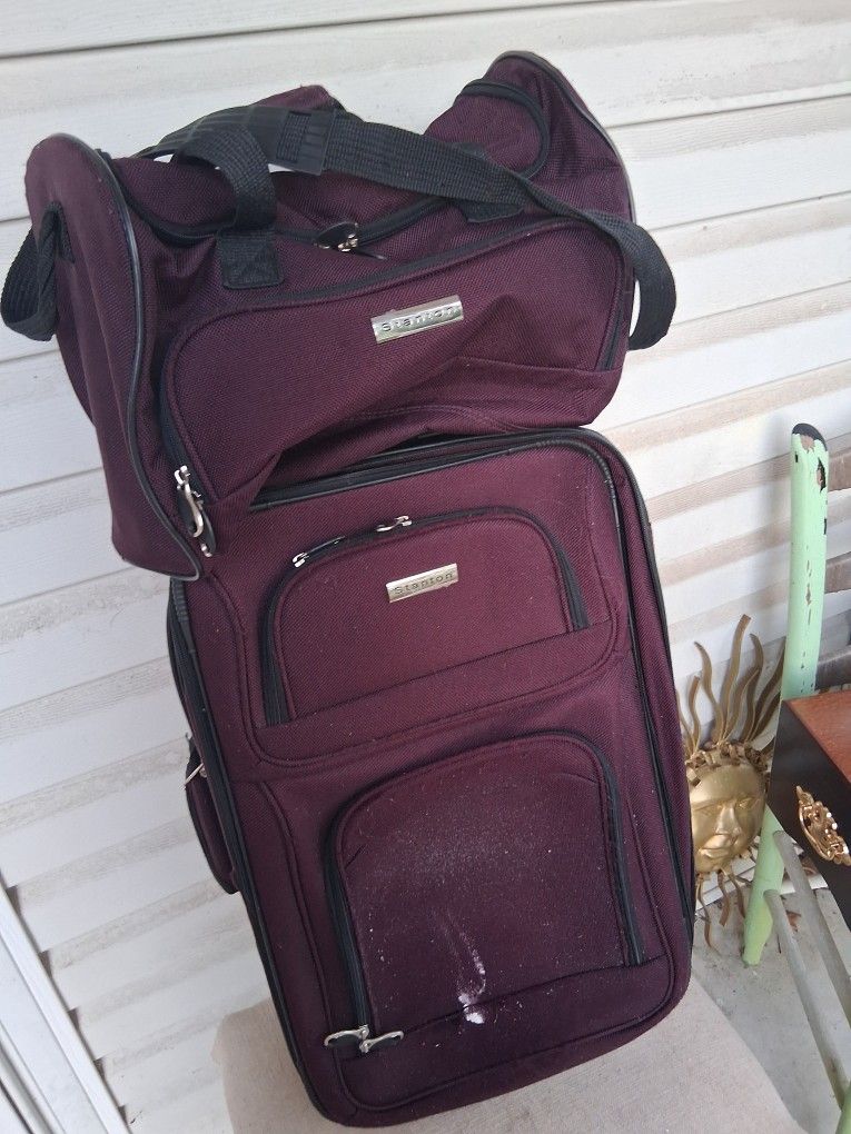 2 Pc Luggage Set Wine Color