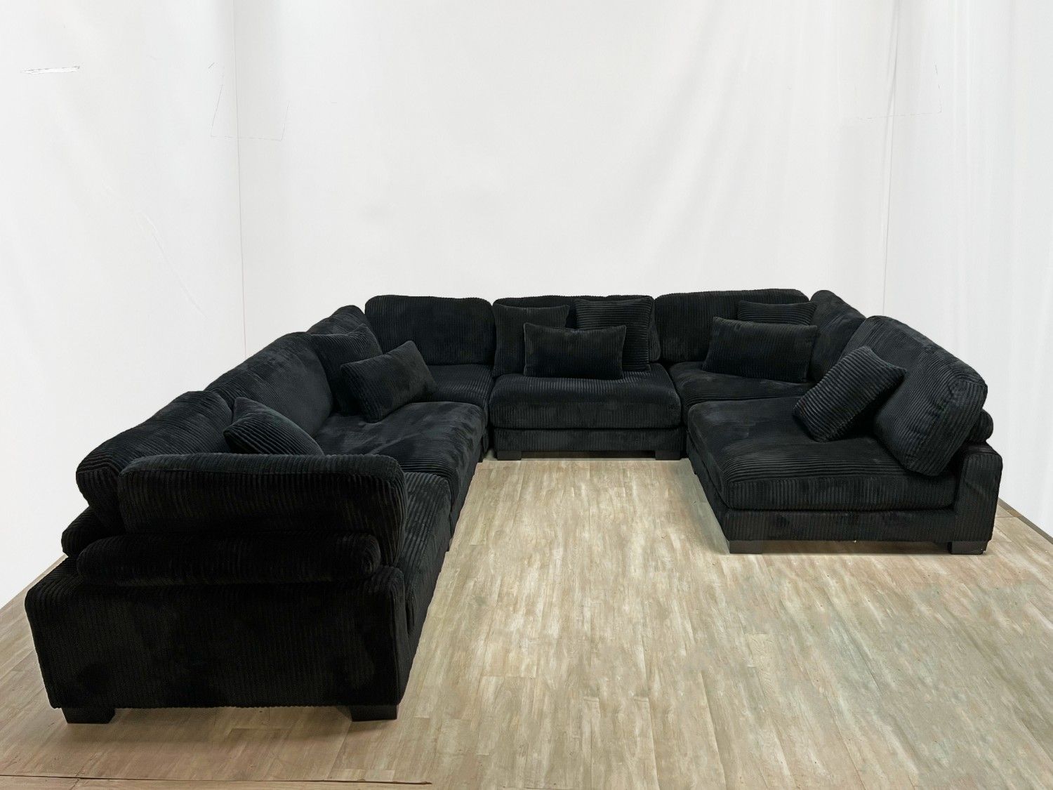 ( Delivery Available ) Latitude Run Brinsley Large Corduroy Black Sectional Couch