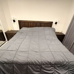 All Wood Bedroom Set including king mattress , Frame, 2 Side Dressers , 1 Large Upright With King Mattress Included