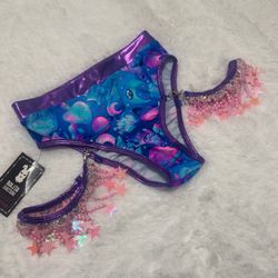 New Small blue pink bikini bottom festival shorts rave raver outfit moon