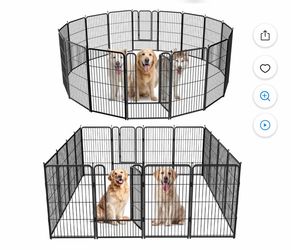 Suchown 16-Panel Outdoor Dog Fence (40" Height), Heavy Duty RV Camping Dog Playpen with Solid Stakes, Portable Metal Pet Enclosure for Large Dogs, No 