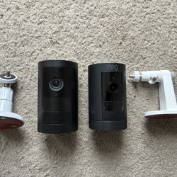 2 Ring Cameras -  Stick Up And Outdoor Cam Plus Mounting Brackets