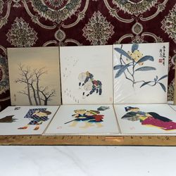 6 Vintage Japanese Mid Century Art 