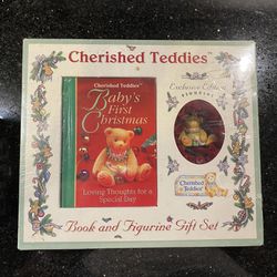 Cherished Teddies Baby’s First Christmas Book & Figurine Gift Set