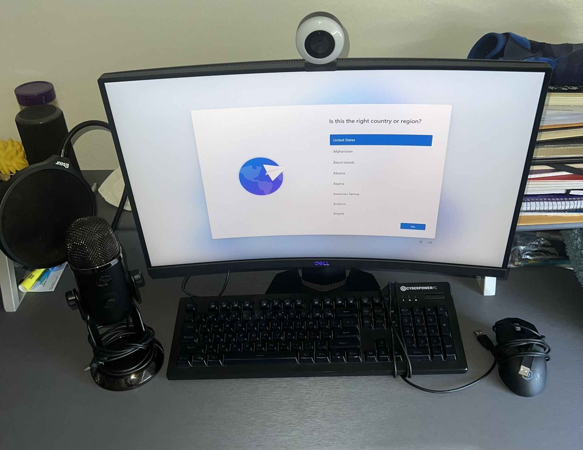 Full Gaming Setup 🔥– RTX 3060, Ryzen 5, Curved Monitor, Blue Yeti Mic, Keyboard, mouse– $700
