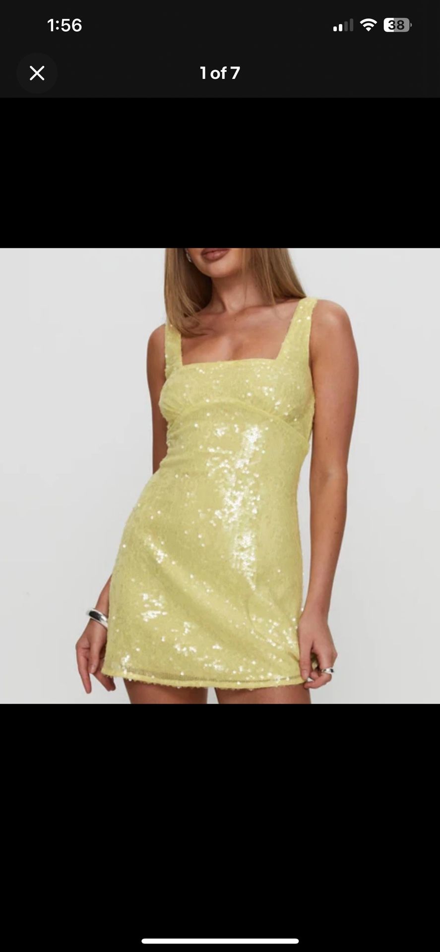 Princess Polly Butter Yellow Dasha Sequin Mini Dress Size 12