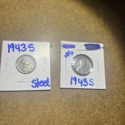 Pair Of 1943 Mint S Steel Pennies 