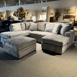 Light grey 2pc Chaise sectional couch