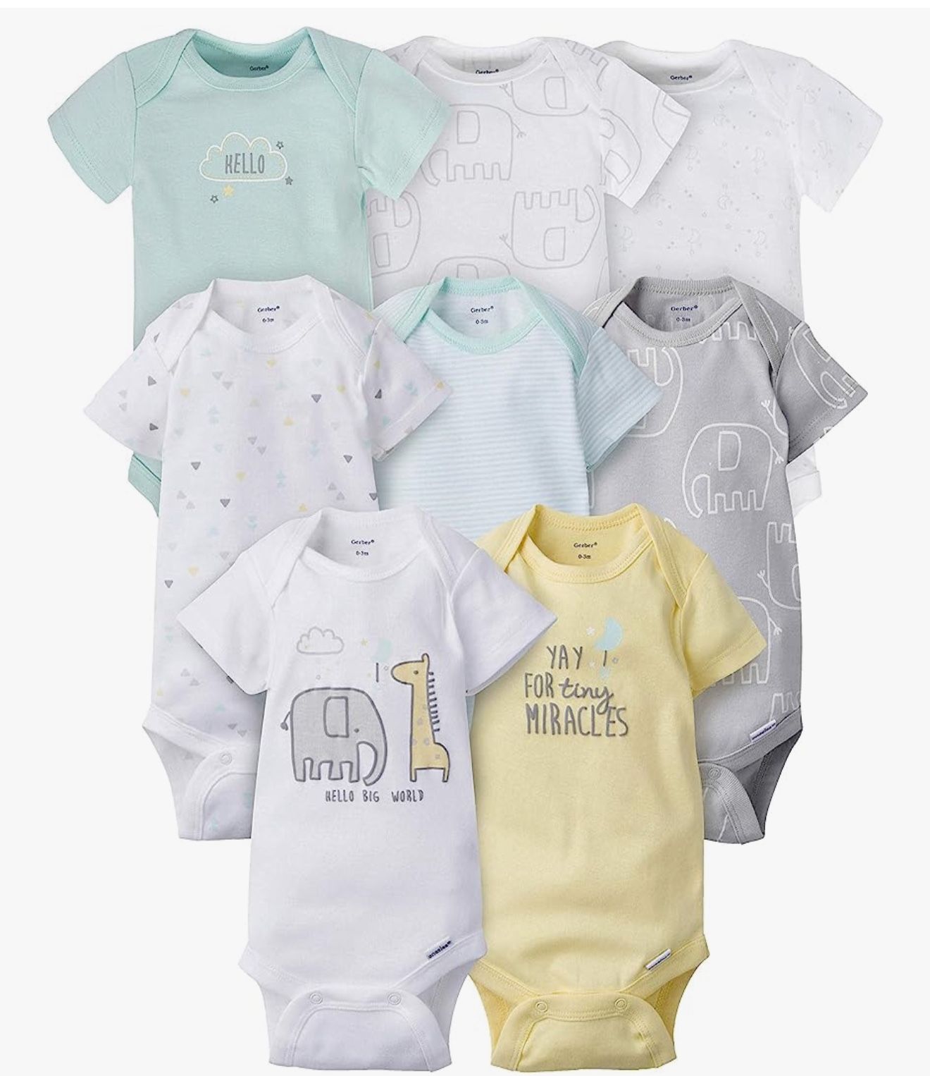 Gerber Baby 8-Pack Short Sleeve Onesie Bodysuits