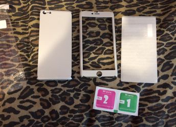 New silver iPhone 6s Plus case + tempered glass cover