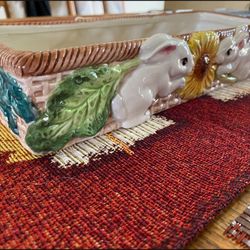 Beautiful platter cracker tray, bunnies playing