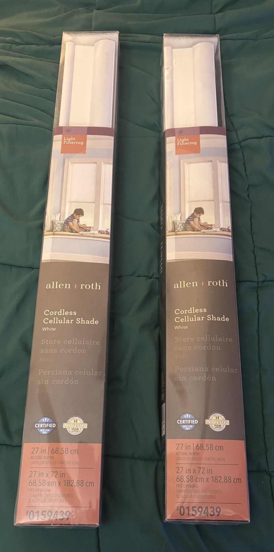 Allen & Roth Light Filtering Cordless Cellular Shade (White) 23" x 72" New