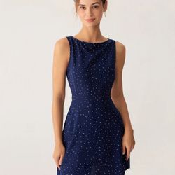 Polka Dot Blue Mini Cut Our Dress