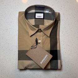 Burberry Men Check Cotton Dress Shirt