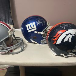 3 Full Size Football Helmets With Autographs 