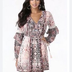 Bebe brand Bohemian  Maxi Dress  -Color Pink, -Size XSmall, -NWT