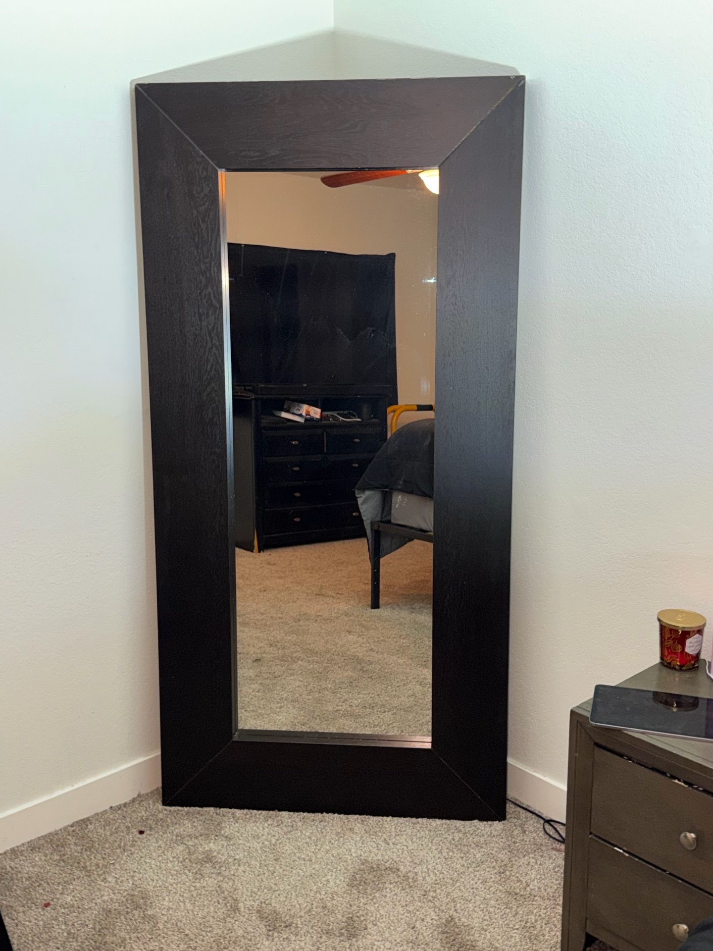 Modern Large Standing Floor Mirror - Black Wood Framed