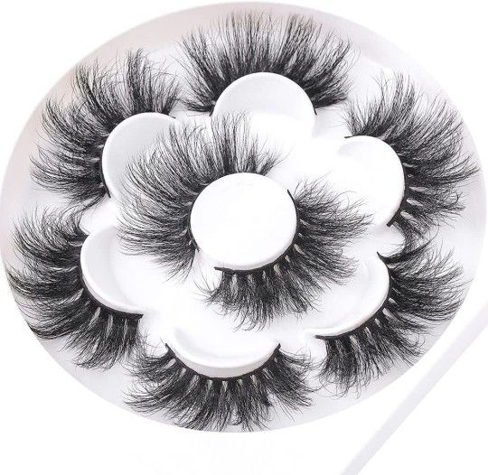 22-25MM Mink Lashes Faux 3D Mink Eyelashes 3 Styles False Eyelashes Fluffy Volume Long 25mm Mink Lashes Dramatic Lethot Lashes