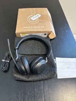 Jabra Evolve2 65 Stereo Wireless Headset (MS Teams, USB-C) - Black No Adapter  Tested & works does not come with adapter  The Jabra Evolve2 65 Stereo 