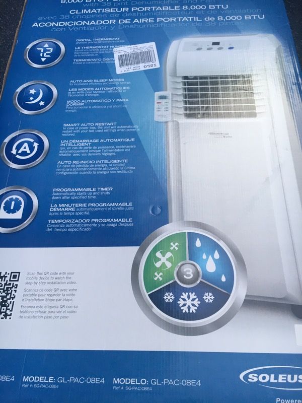 Soleus Air GLPAC08E4 Air Conditioner for Sale in Lincoln Park, NJ