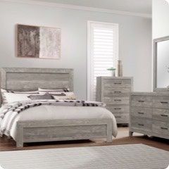 4 PIECE QUEEN SIZE BEDROOM SET BED DRESSER MIRROR NIGHTSTAND