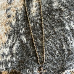 men's religious two-tone stainless steel cross pendant and chain