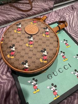 Gucci X DISNEY Mini Vintage GG Supreme Monogram Mickey Mouse Round Backpack